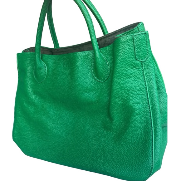 Beck Medium Classic Leather Tote in green - Picture 4 of 11